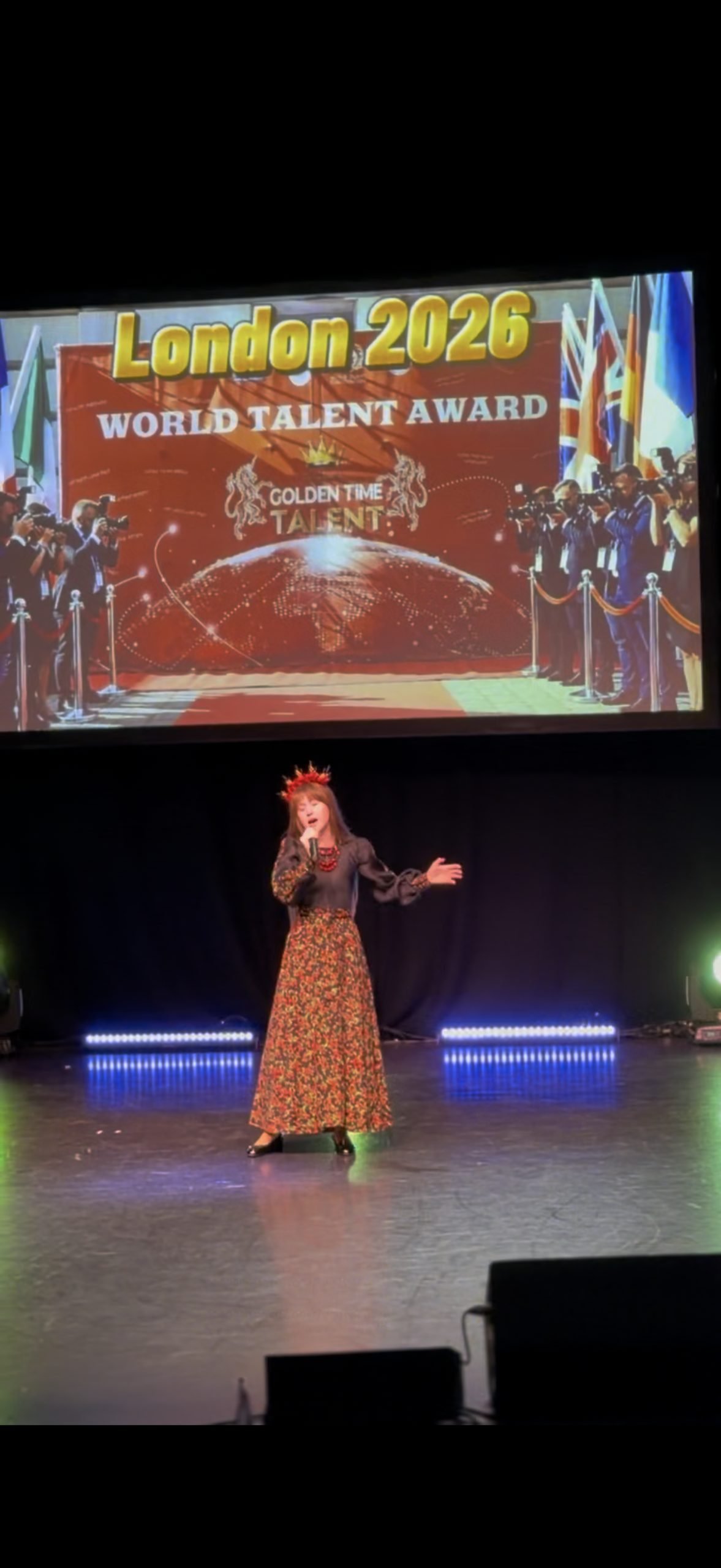 Arseniia performing at the World Talent Award final in London