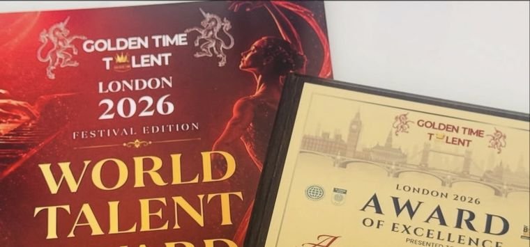 Golden Time Talent Award of Excellence certificate, London 2026